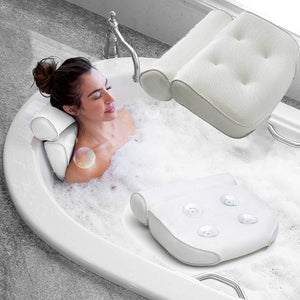 Luxury Home Bath Spa Pillow Deep Spongy Cushion Relaxing Massage Big Suction Cup Bathtub Neck Back Comfort Support Relaxing Tool